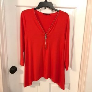 Cable & Gauge Red Top with Zipper Accent